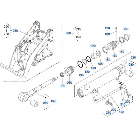 Tilt Cylinder Assembly for Kubota R430 Loader