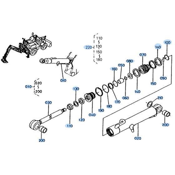Boom Cylinder Assembly for Kubota R430 Loader
