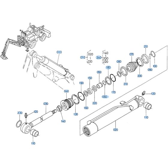 Arm Cylinder Assembly for Kubota R430 Loader