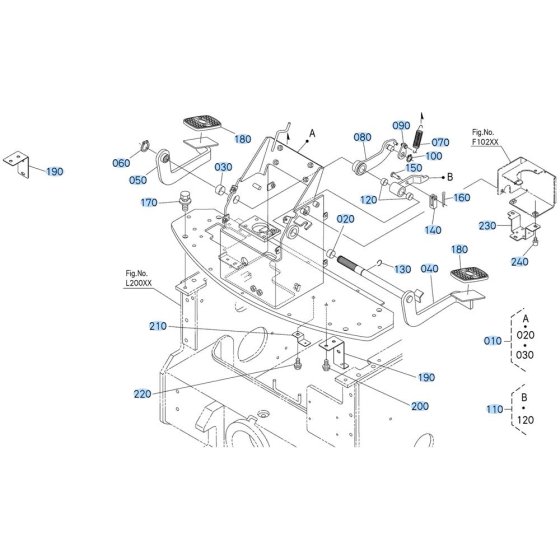 Brake Pedal Assembly for Kubota R430 Loader