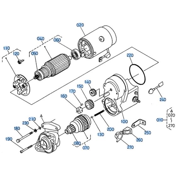 Starter Assembly for Kubota R510 Loader