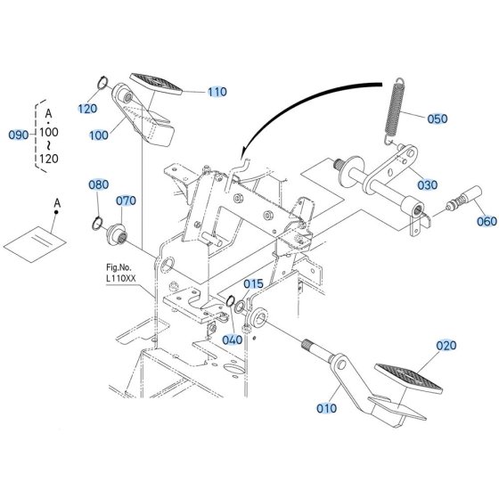 Brake Pedal Assembly for Kubota R530 Loader
