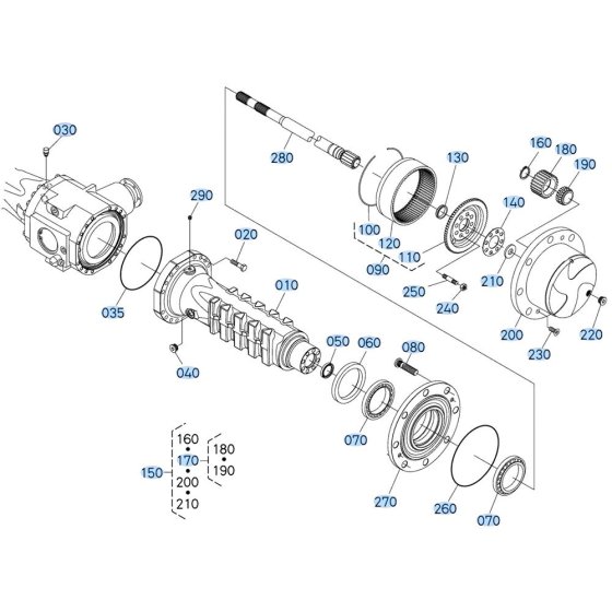 Differential Axle (Front) Assembly for Kubota R530 Loader