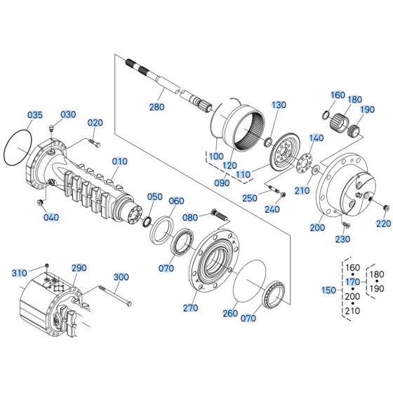 Differential Axle (Rear) Assembly for Kubota R530 Loader