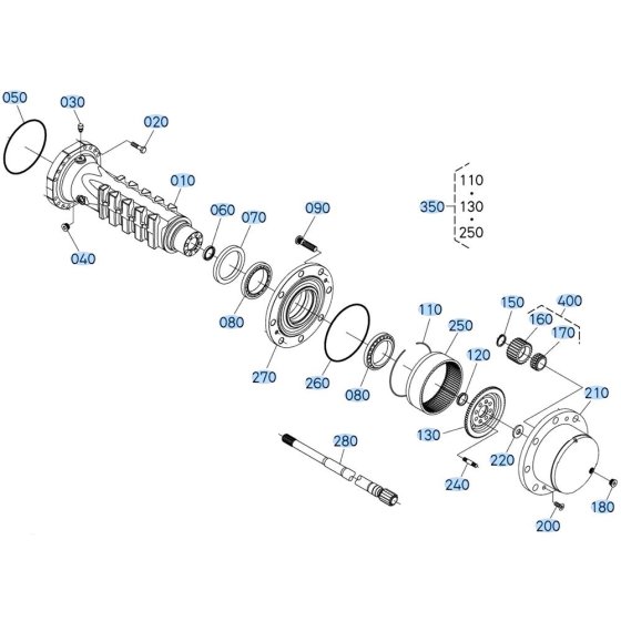 Front Axle (Hub Reduction) Assembly for Kubota R540 Loader