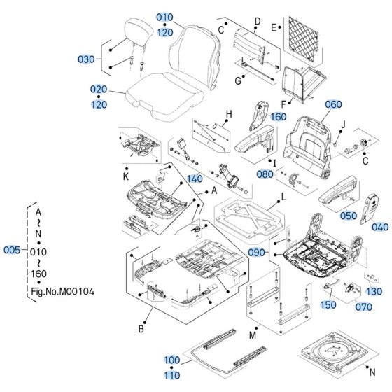 Seat Assembly for Kubota R630 Loader