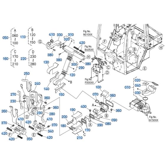 Vent, Duct Assembly for Kubota R640 Loader