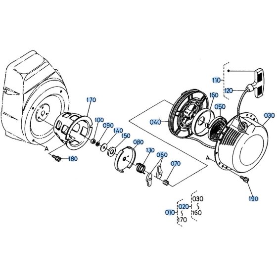 Recoil Starter Assembly for Kubota SX700 Tiller