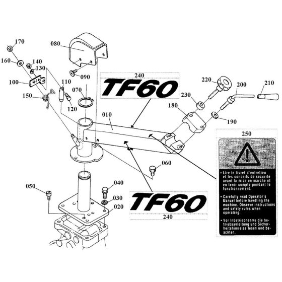 Handle Holder Assembly for Kubota TF60 Tiller
