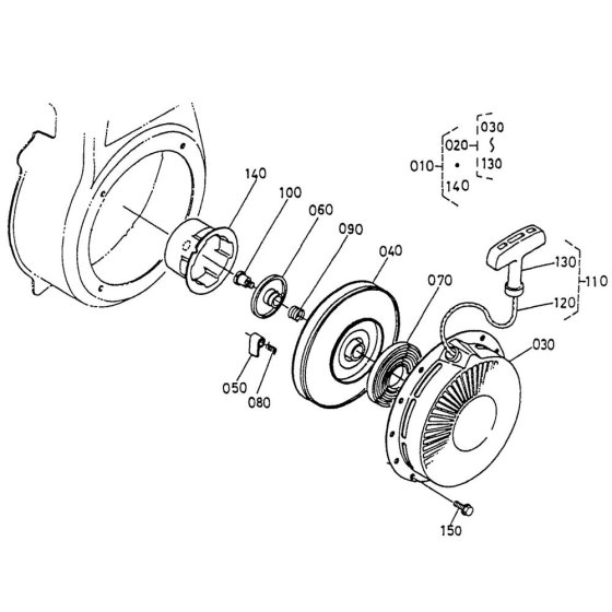 Recoil Starter Assembly for Kubota TF60 Tiller