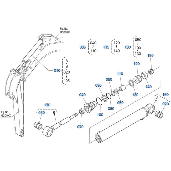 Arm Cylinder Assembly for Kubota U10-5