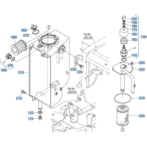 Oil Tank Assembly for Kubota U17-5 Mini Excavator