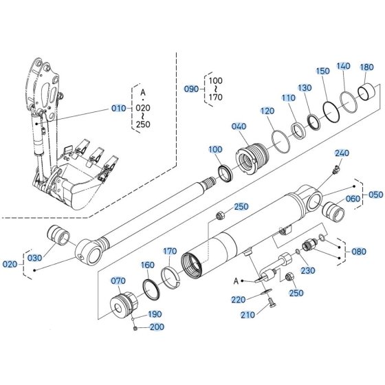 Bucket Cylinder Assembly for Kubota U17-5 Mini Excavator