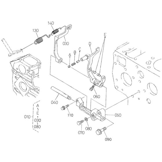 Governor Assembly for Kubota V2203-M-E2B Engine