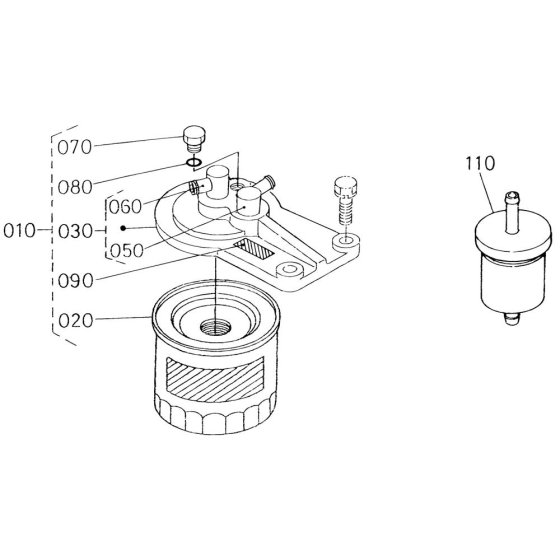Fuel Filter Assembly for Kubota V2203-M-E2B Engine
