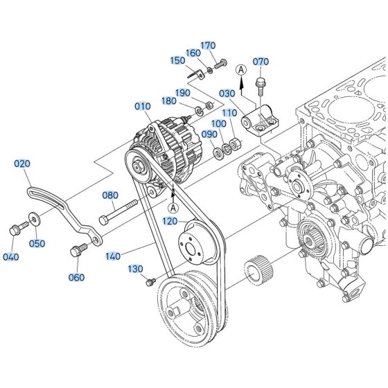 Pulley Assembly for Kubota V3307-CR-T-E5 Engine