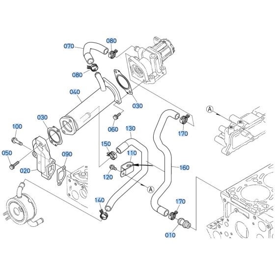 EGR Cooler Assembly for Kubota V3307-CR-T-E5 Engine