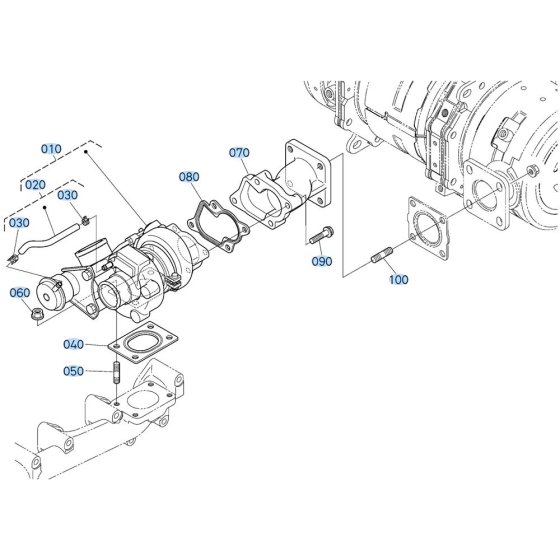 Turbocharger Assembly for Kubota V3307-CR-T-E5 Engine