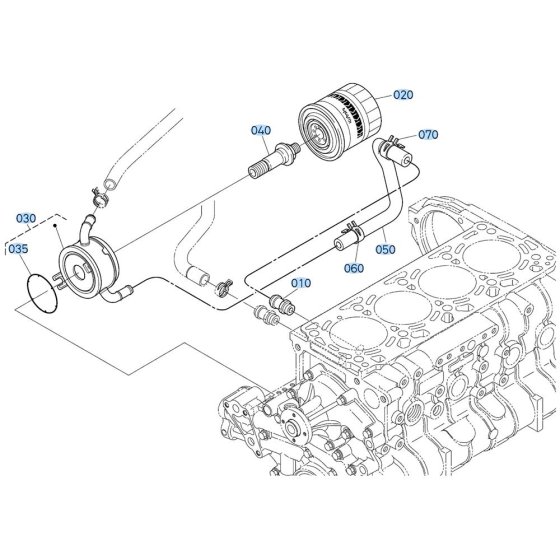 Oil Cooler Assembly for Kubota V3307-CR-T-E5 Engine