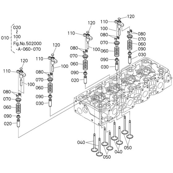 Valve Assembly for Kubota V3307-CR-T-E5 Engine