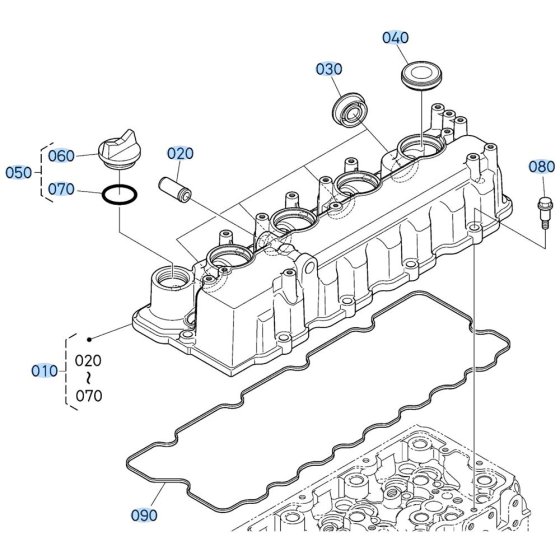 Head Cover Assembly for Kubota V3307-CR-T-E5 Engine
