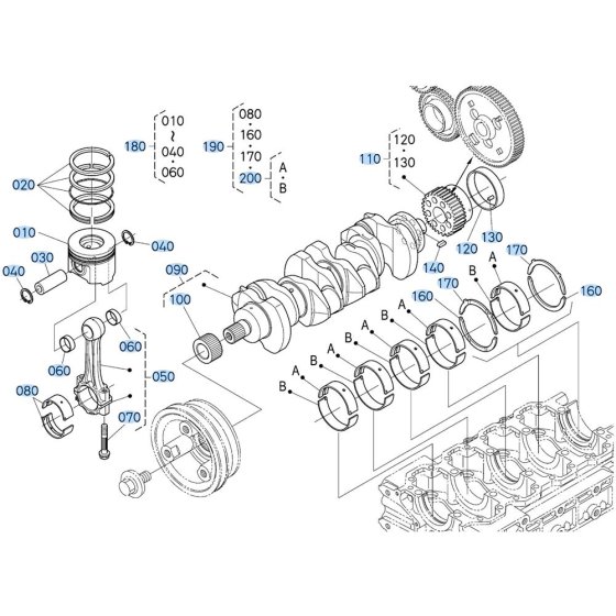 Piston, Crankshaft Assembly for Kubota V3307-CR-T-E5 Engine