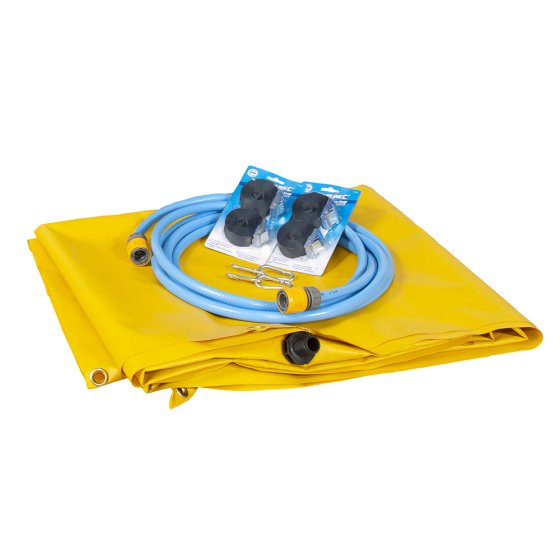 Fentex Leak diverter tarp & fittings - Yellow tarp 3m x 3m