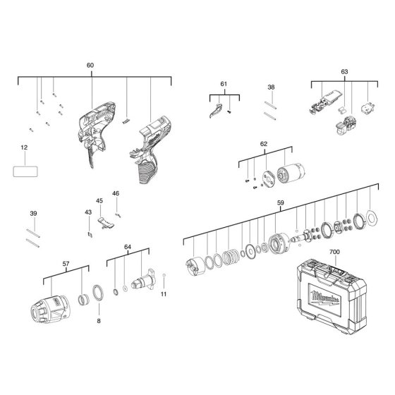 Milwaukee M12BIW38 Assembly