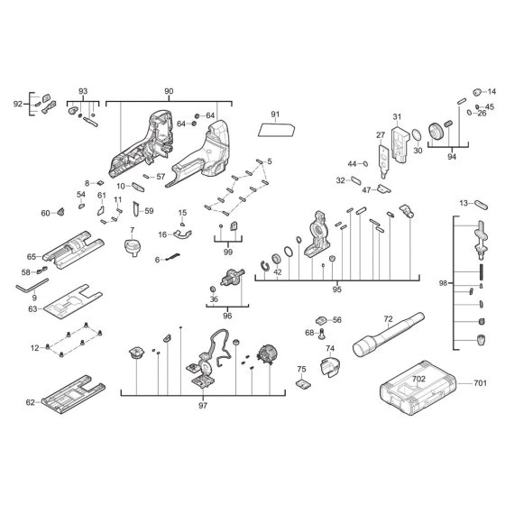 Milwaukee M12FJS Jigsaw Assembly