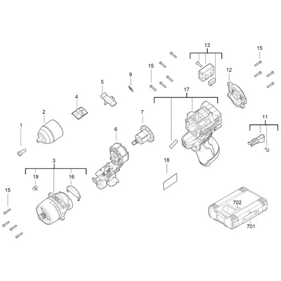 Milwaukee M12FPD2 Assembly