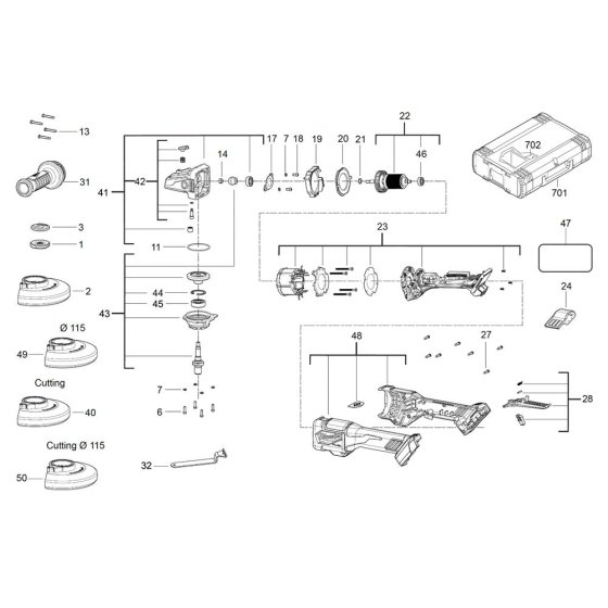 Milwaukee M18FHSAG125XPDB Assembly