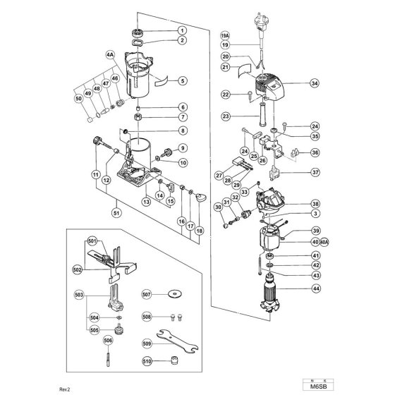 Hikoki M6SB Trimmer Assembly