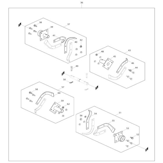 Blade Assembly for Makita BUK360 Cultivator