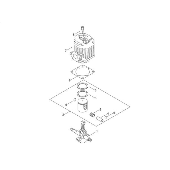 Cylinder, Piston, Crankshaft