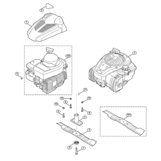 Engine and Blade for Viking MB 248.2