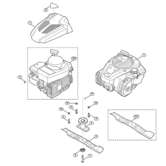 Engine and Blade for Viking MB 248.2