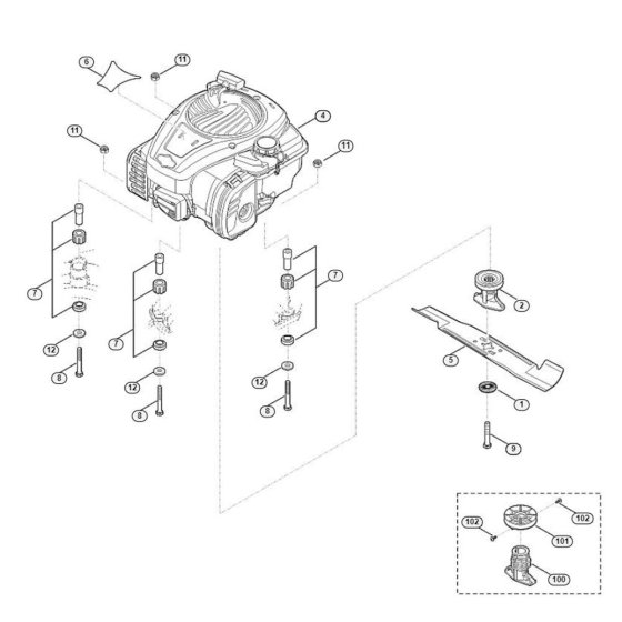 Engine and Blade for Viking MB 448.1 T