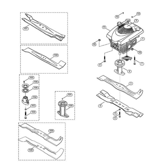 Engine and Blade for Viking MB 555 E
