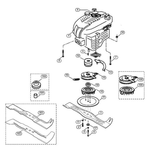 Engine and Blade for Viking MB 555 S