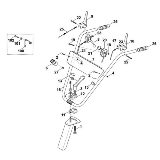 Handle Assembly for Viking Mowers