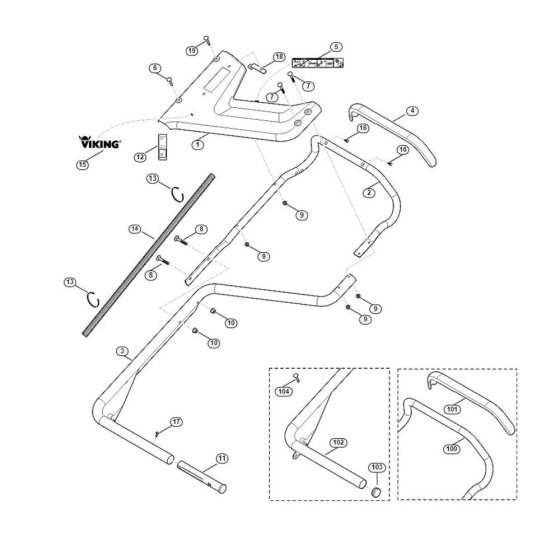 Handle Lower Part for Viking Mowers