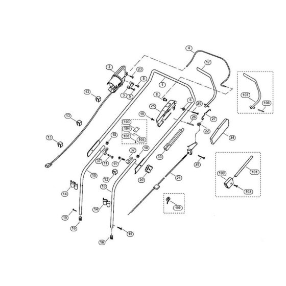 Handle for Viking ME 455 Mowers