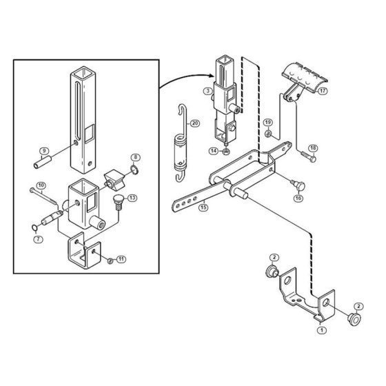 Lifting Device for MF 860 Mowers