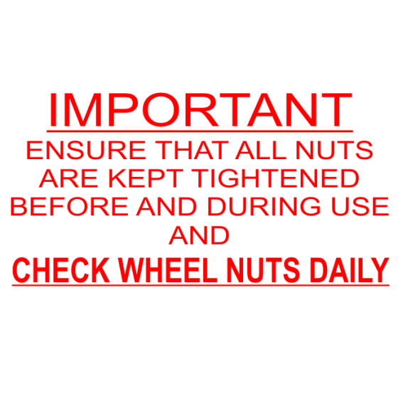 Safety Label 'Check Wheel Nuts' 110mm x 60mm Self Adhesive - Each