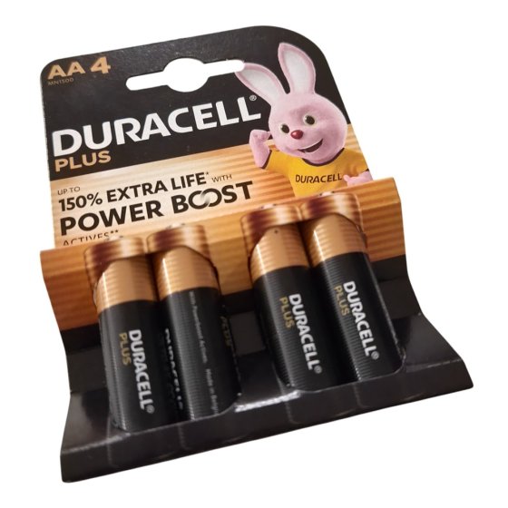 Duracell Plus AA Batteries 100% Extra Life - Voltage: 1.5V (Pack of 4)
