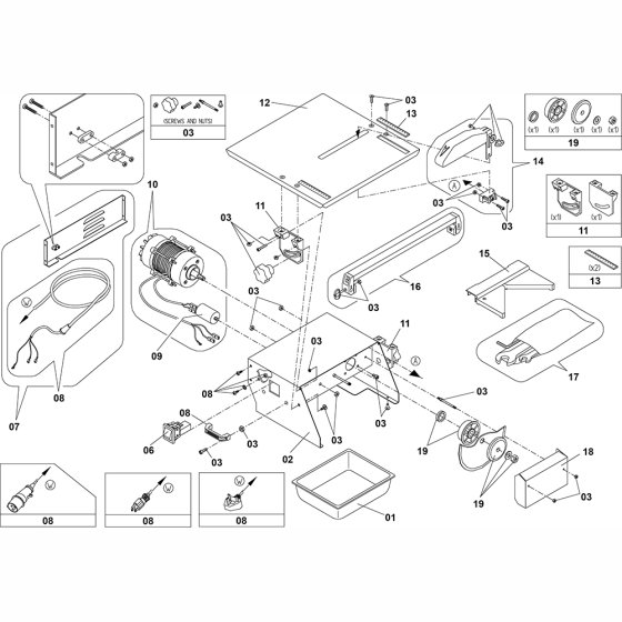 Main Assembly for Tile Saw