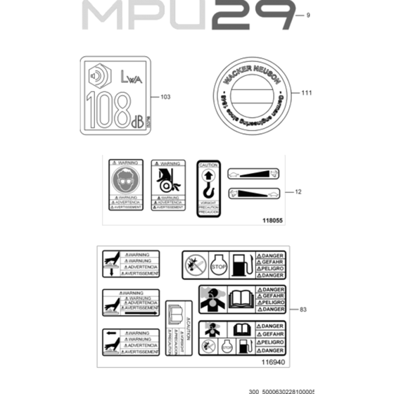 Labels for Wacker MPU29A