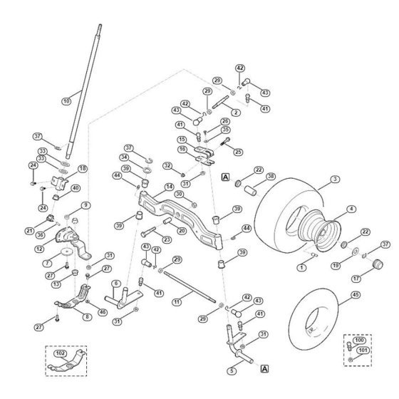 Steering & Front Wheel for Mowers