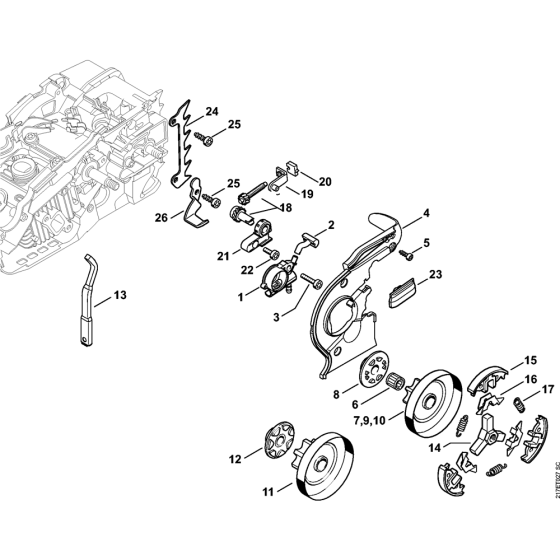 Oil Pump & Clutch for Stihl MS192C