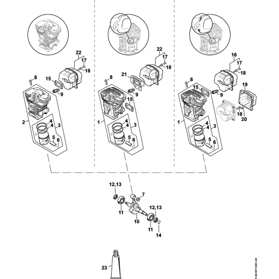 Cylinder & Muffler for Stihl MS311